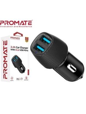 CARGADOR DE AUTO 3.4A PROMATE VOLTRIP-DUO 2USB NEGRO