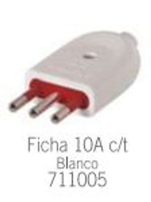 Adaptador Ficha Macho 3 en Linea 10 Amp BLANCA VIVION