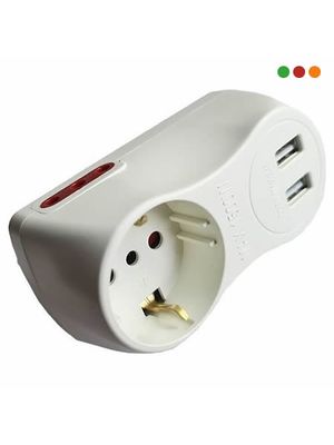 Adaptador corriente 1 Schuko 2 3 en Linea 2xUSB 2.4 VIVION