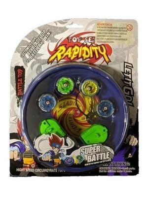 Set 4 Trompos De Beyblade + 2 Lanzadores + Campo De Batalla