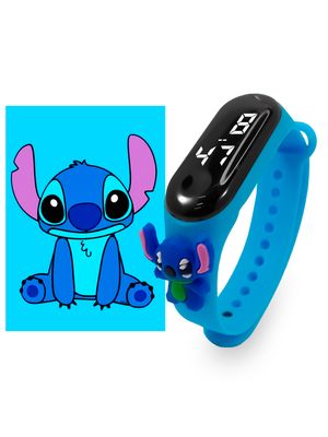 Reloj Para Niño Personajes Stitch Celeste