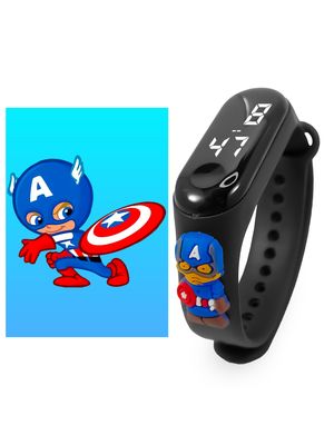 Reloj Para Niño Personajes Capitan America Negro