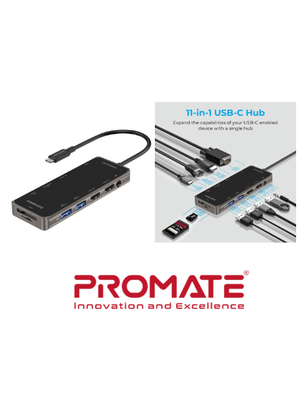 HUB USB-C PROMATE PRIMEHUB-PRO HDMI VGA 3USB LAN AUX SD