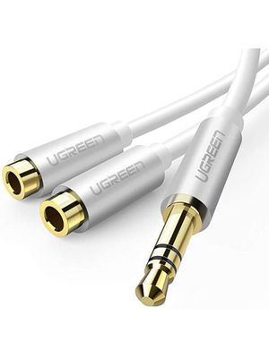 Adaptador Ugreen 3.5mm Macho A 2 Hembras Blanco