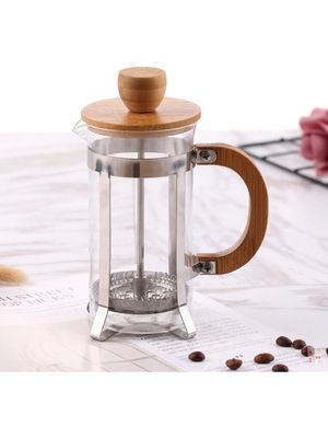 Cafetera Manual Embolo Prensa Francesa Vidrio Y Madera 600ml