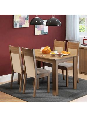 Juego de Comedor Havana Tapa de Madera con 4 Sillas - Balton - Color: Rustic/Crema/Perla