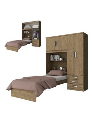 Conjunto Dormitorio 4 Puertas 3 Cajones Ropero Armario Cama