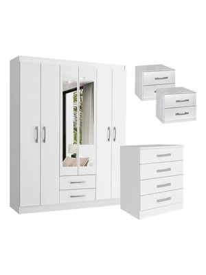 Combo Ropero Armario Dormitorio 6 Puertas+comoda+mesa De Luz