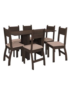 Juego De Comedor Mesa 6 Sillas Madera Mdf Tapizado Compramas