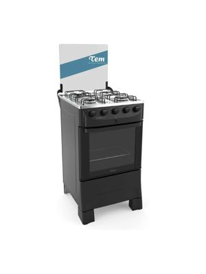 Cocina Tem Isabella Plus 4 Hornallas Supergas con Grill Eléctrico Negra