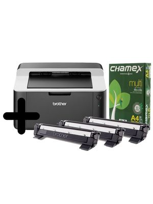 Impresora Láser Brother HL-1212W Monocromática - USB + 2 Toner Extra + Resma