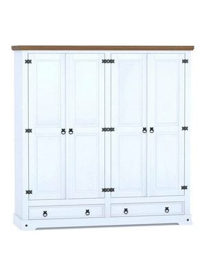 Ropero La Cueva Muebles Naturale 084 Color Blanco/nogal De Madera Maciza Con 4 Puertas  Batientes