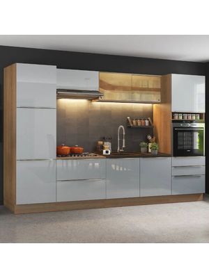 Cocina Completa Modulada Lux 320cm Rustic/Gris - Balton Hogar