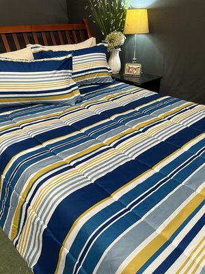 Acolchado 2 Plazas con Funda para almohada - Rayado Azul