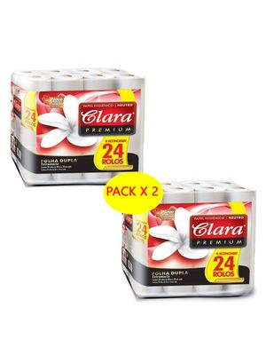 Papel Higiénico Clara Doble Hoja Premium 30m X24  Pack X 2