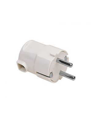 Adaptador Ficha Macho Schuko 90º Tierra 16 Amp BLANCA VIVION