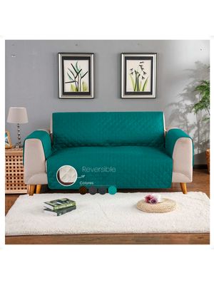 Funda Cubre Sofa Sillon De 2 Cuerpos Reversible Color Verde Lima