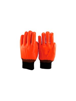 Guantes de pvc forrado fluo con puños elasticos, bajas temp