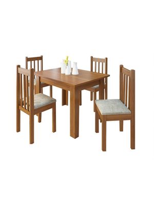 Juego De Comedor Mesa Y 4 Sillas Tapizadas Madera Maciza