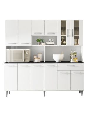 Mueble Cocina Compacta Armario Con Puerta De Vidrio Y Cajone