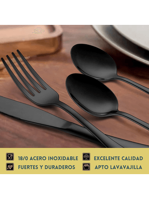 Nuevo  |  Juego Set De Cubiertos 24 Piezas  en Acero Inox - Color NEGRO