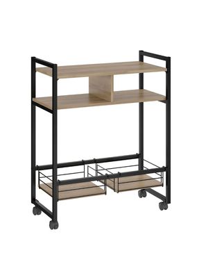 CARRO ORGANIZADOR MESA AUXILIAR BRAN PARA COCINA -MADERA/NEGRO