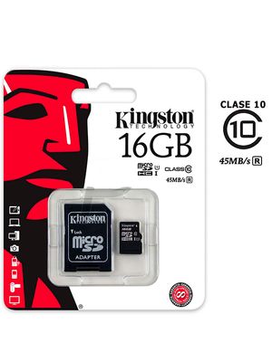 Memoria Micro SD c/Adap. Clase 10 16GB Kingston