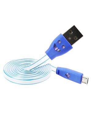 Cable de Datos LED Cilindrico Micro USB - Azul