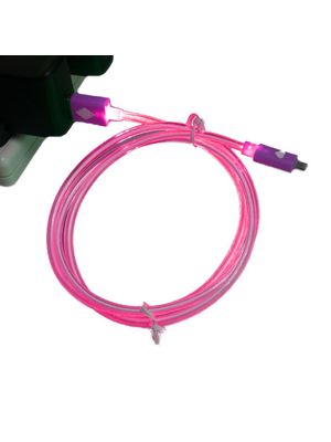 Cable de Datos LED Plano Micro USB - Rosado