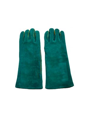 Guantes para soldador forrado verde con tira de refuerzo