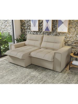 SOFA 3 CUERPOS RETRACTIL/RECLINABLE LYRA SUEDE TERCIOPELO - BALTON HOGAR - color: Beige