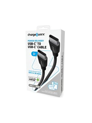 CHARGEWORX CX4639BK CABLE DE CARGA NEGRO USB-C A USB-C (O)