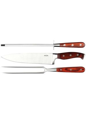 Set Utensilios Asado Parrilla Parrillero Mor 3 Pz Premium