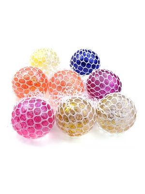 Pelota Squish Ball En Malla Con Gliter Apretar Colores