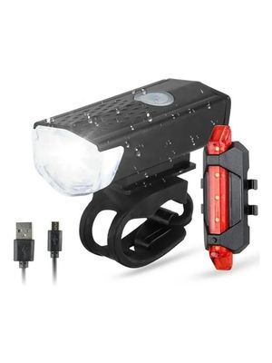 Foco Linterna Frontal P Bici + Luz Trasera Recargables Usb