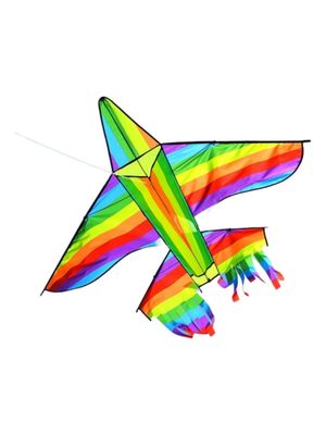 Cometa Para Niños Forma De Avion Arcoiris 1,40 Cm