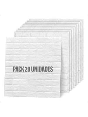 Pack 20 Unidades Placa Revestimiento Pared Autoadhesiva Tipo Ladrillo Blanco