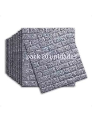 Pack 20 Unidades Placa Revestimiento Pared Autoadhesiva Tipo Ladrillo Plateado